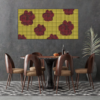 Red poppies on yellow - dot painting by Dimitri Likissas on interior wall