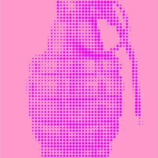 Hand Grenade Dot Painting by Dimitri Likissas - Monochrome Fuchsia on Pink #1